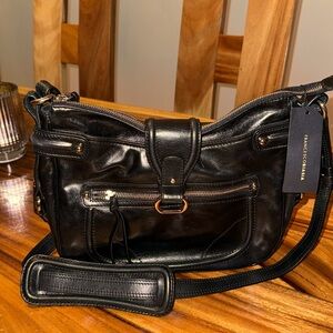 NWT Francesco black leather bag